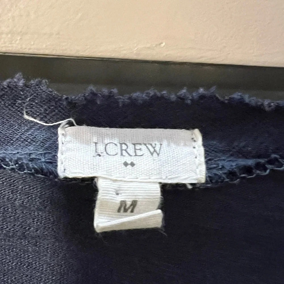 JCREW Medium long sleeve navy top with ruffle embellishment. Preowned - Picture 2 of 6